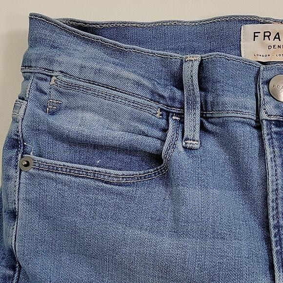 Frame Le High Skinny Raw Edge Blue Denim Jeans in Europa 26 - Picture 13 of 15